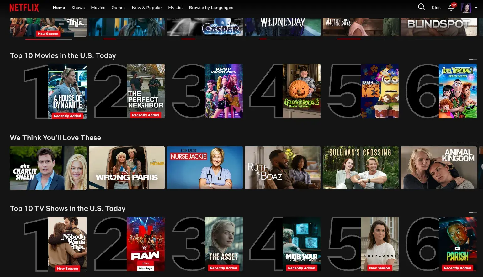 content personalization example, netflix user dashboard viewing recommendations
